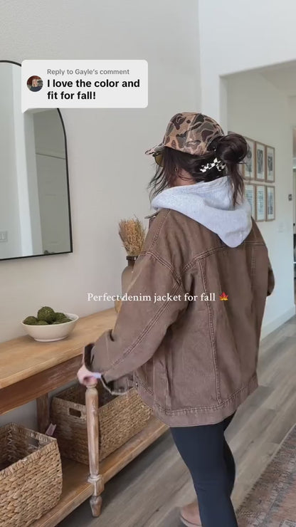 Plain Denim Coat, Casual Long Sleeve