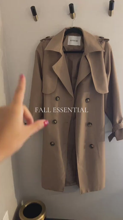 Solid Double Breasted Detachable Trench Coat Fall & Winter